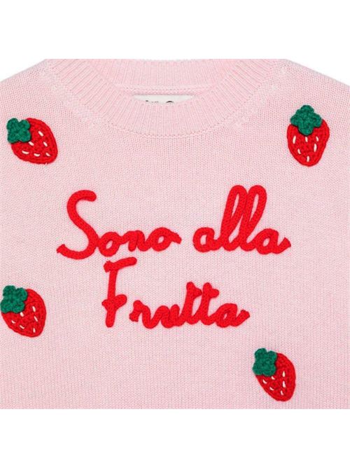 Maglione per bambina MC2 Saint Barth Kids rosa con scritta ricamata MC2 SAINT BARTH | LOUISE02400